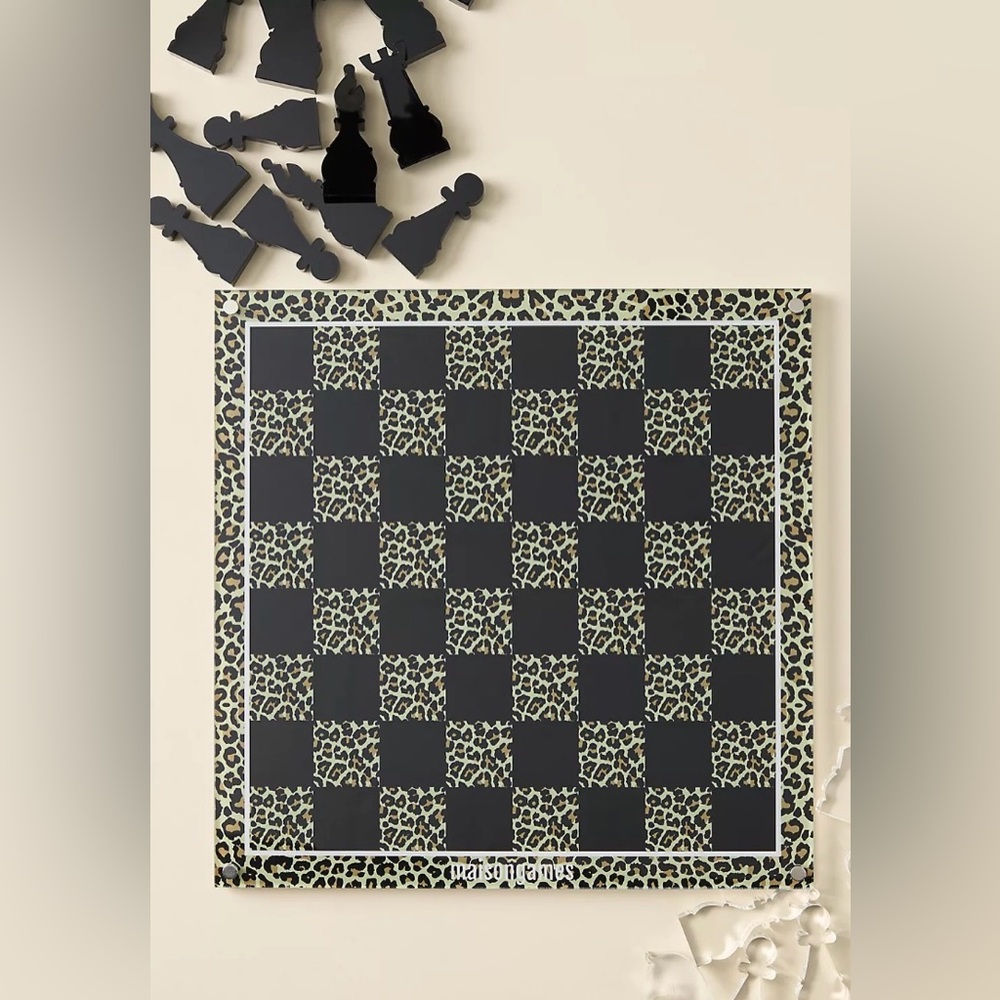 Anthropologie x MaisonGames Leopard Chess Set, Acrylic